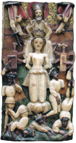 Saint Katherine saved from torture on the wheels, here seen broken by divine intervention, Ca' d'Oro, Venice, c1450