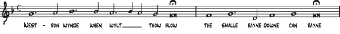 The opening of the 'Westron wynde' melody